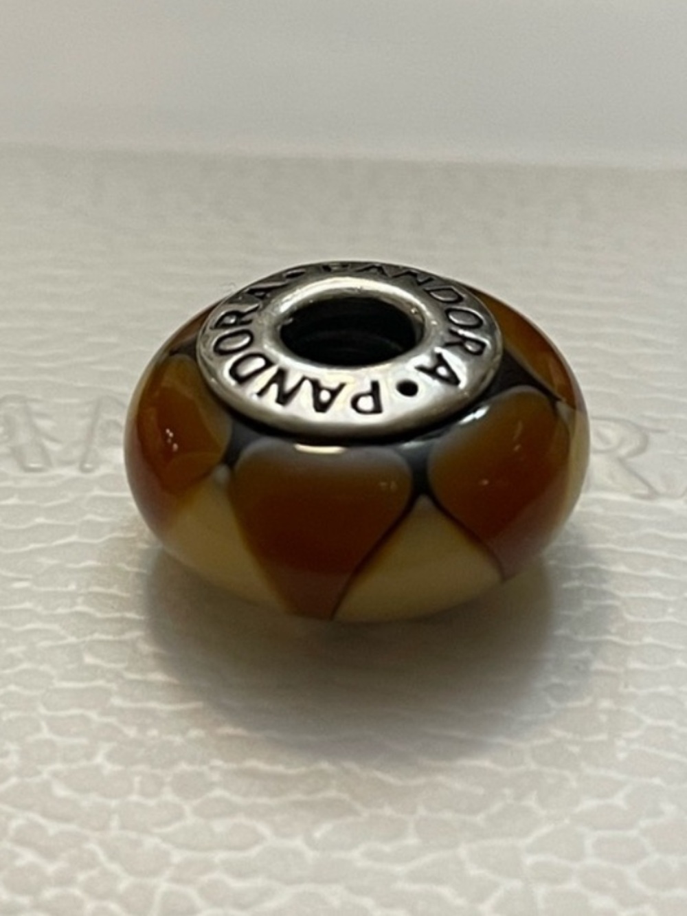 Pandora Brown Beige Captivated Murano Glass charm